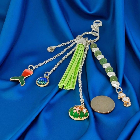 Silver Bag Charm Purse Accessory Oceancore Seaside Sardine Summer Mixed Metals - Picture 6 of 16